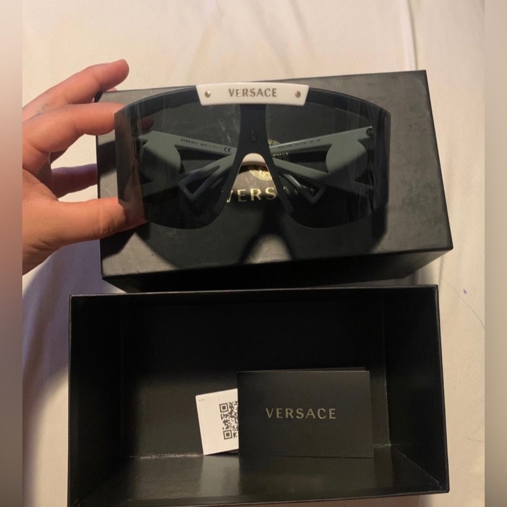 White Versace Medusa Icon Shield SunGlasses